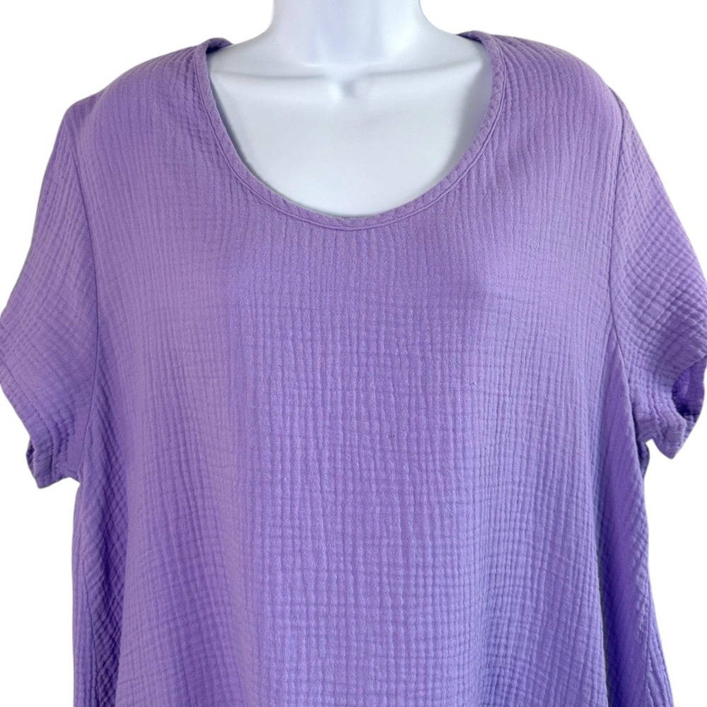 Et Lois Womens Tunic Top Sz M Purple Gauze Oversized Boho Cottage Pockets Lagom - Picture 2 of 6
